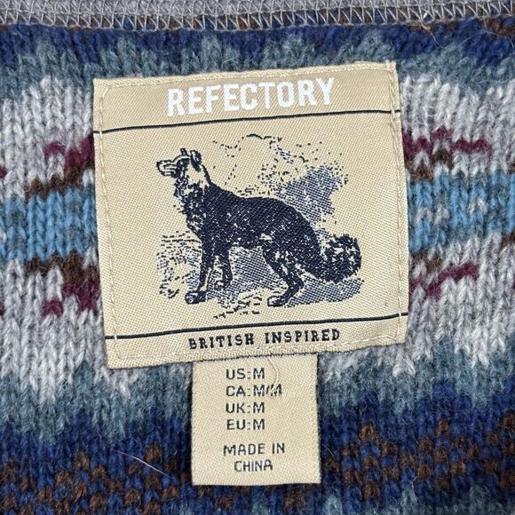 Refectory Sweater Men's Medium Gray Lambswool Elbow Patch Crewneck - Picture 6 of 7